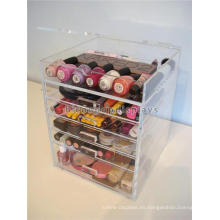 Tienda de maquillaje Soporte promocional Tablero 5 capas con cajón Exhibición de arte de uñas de acrílico transparente